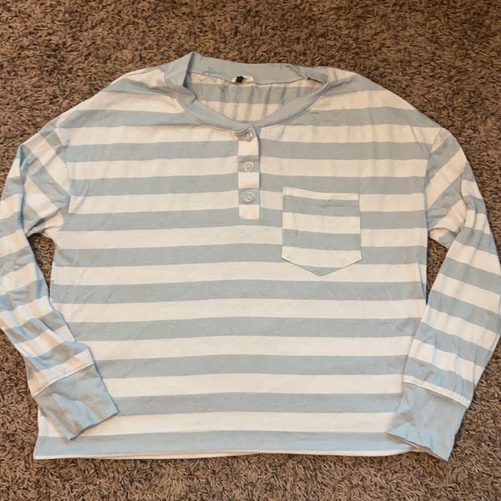 Blue and white striped long sleeve, Size XS
